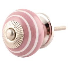 Lavender Striped Ceramic Cabinet Knob